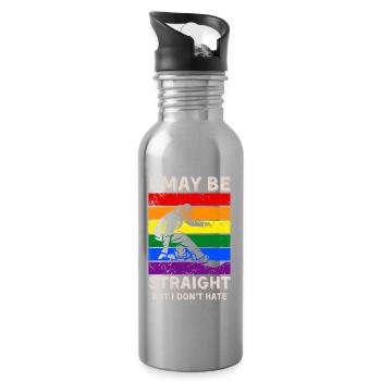 Snowboarden LGBT-Rechte - Trinkflasche mit integriertem Trinkhalm - Lightsilver - Rechts