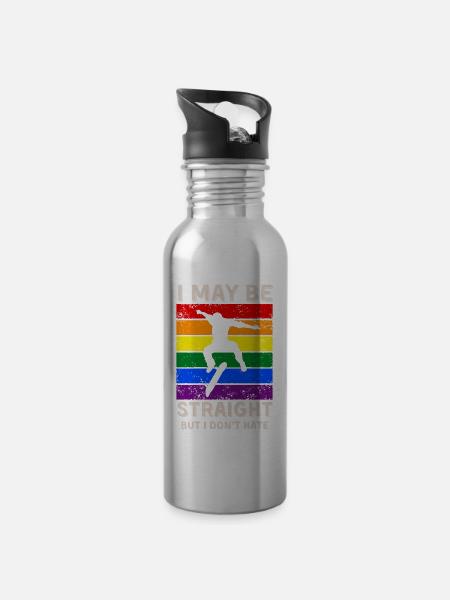 Skateboard LGBT Rechte - Trinkflasche mit integriertem Trinkhalm - Lightsilver