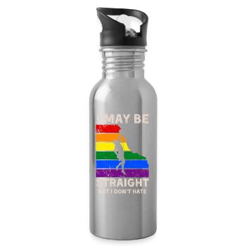 Escalader les droits LGBT - Gourde avec paille intégrée - argent clair - Droite