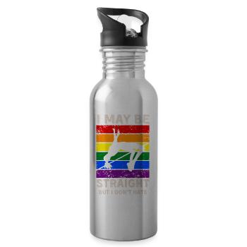 Hochspringende LGBT-Rechte - Trinkflasche mit integriertem Trinkhalm - Lightsilver - Rechts