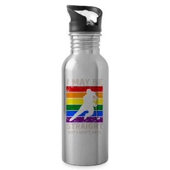 Eishockey LGBT-Rechte - Trinkflasche mit integriertem Trinkhalm - Lightsilver - Rechts
