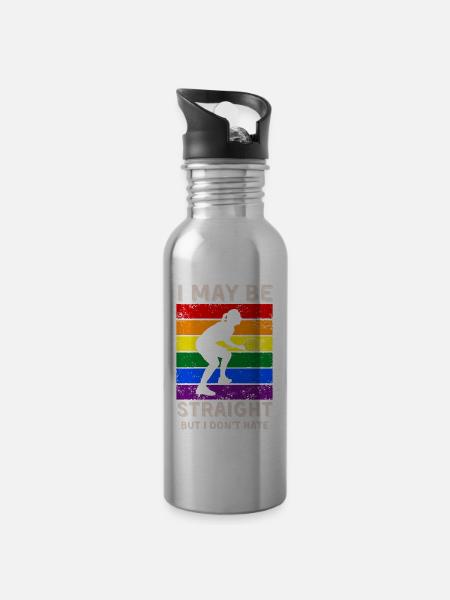Badminton LGBT-Rechte - Trinkflasche mit integriertem Trinkhalm - Lightsilver