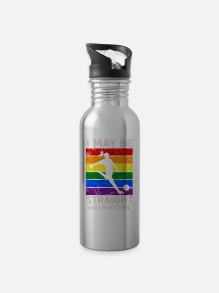 Fußball LGBT-Rechte - Trinkflasche mit integriertem Trinkhalm - Lightsilver