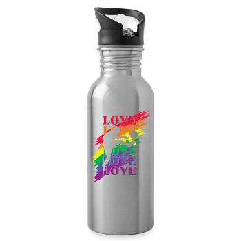Soccer LGBT Pride - Gourde avec paille intégrée - argent clair - Droite