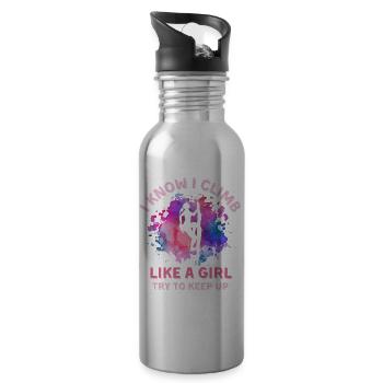 Frauen Klettern Mädchen - Trinkflasche mit integriertem Trinkhalm - Lightsilver - Rechts