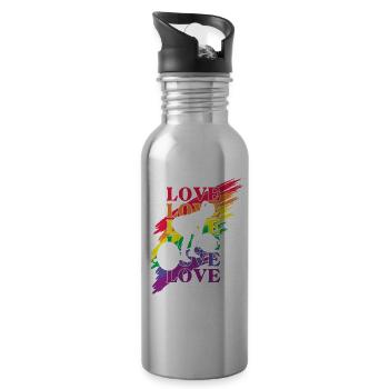 Haltérophilie LGBT Pride - Gourde avec paille intégrée - argent clair - Droite