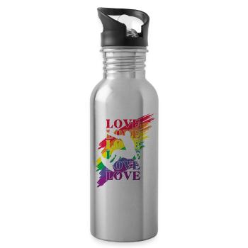 Surfer LGBT Pride - Gourde avec paille intégrée - argent clair - Droite