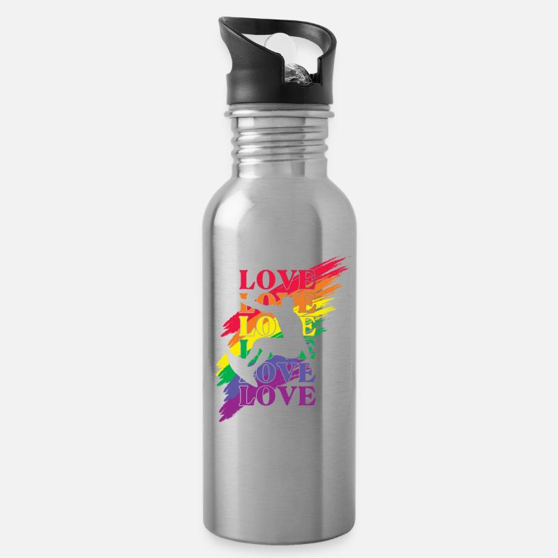 Surfer LGBT Pride - Gourde avec paille intégrée - argent clair