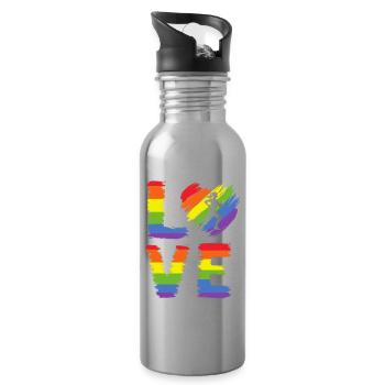 Courir la fierté LGBT - Gourde avec paille intégrée - argent clair - Droite