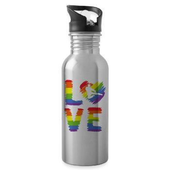 Taekwondo LGBT Pride - Trinkflasche mit integriertem Trinkhalm - Lightsilver - Rechts