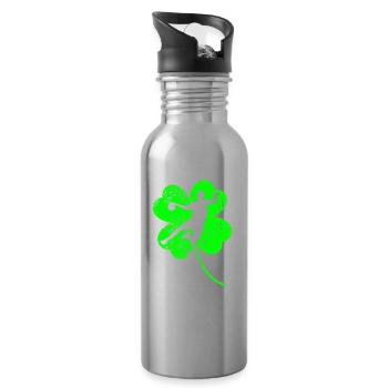 Handball Trèfle de la Saint-Patrick - Gourde avec paille intégrée - argent clair - Droite