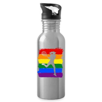Damen Tennis LGBT - Trinkflasche mit integriertem Trinkhalm - Lightsilver - Rechts
