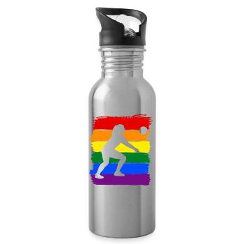 Women Volleyball LGBT - Water bottle with straw - silver - Right