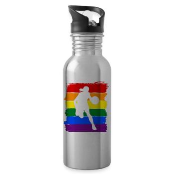 Women Basketball LGBT - Water bottle with straw - silver - Right