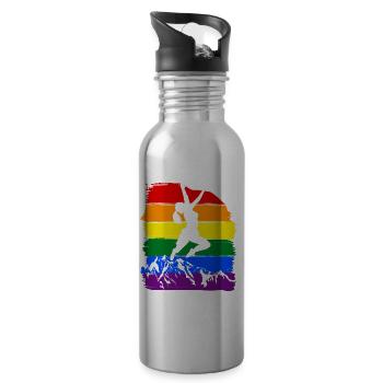 Women Climbing LGBT - Water bottle with straw - silver - Right