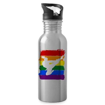 Frauen Taekwondo LGBT - Trinkflasche mit integriertem Trinkhalm - Lightsilver - Rechts