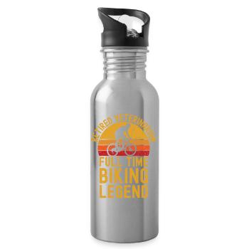 Retired veterinarian biking legend - Water bottle with straw - silver - Right