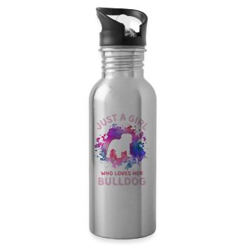Nur ein Mädchen, das ihre Bulldogge liebt - Trinkflasche mit integriertem Trinkhalm - Lightsilver - Rechts