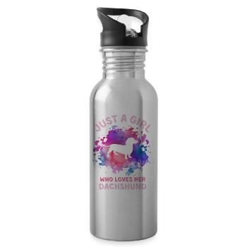 Nur ein Mädchen, das ihren Dackel liebt - Trinkflasche mit integriertem Trinkhalm - Lightsilver - Rechts