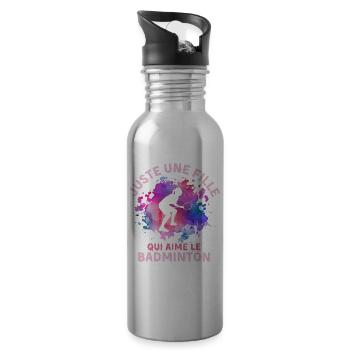 Frauen Badminton Mädchen - Trinkflasche mit integriertem Trinkhalm - Lightsilver - Rechts