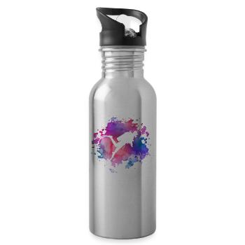 Frauen Tauchen Mädchen - Trinkflasche mit integriertem Trinkhalm - Lightsilver - Rechts