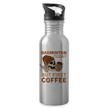 Coffee Badminton skeleton - Water bottle with straw - silver - Right