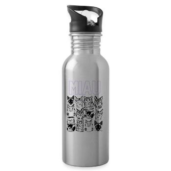 MIAU Katzen - Trinkflasche mit integriertem Trinkhalm - Lightsilver - Rechts
