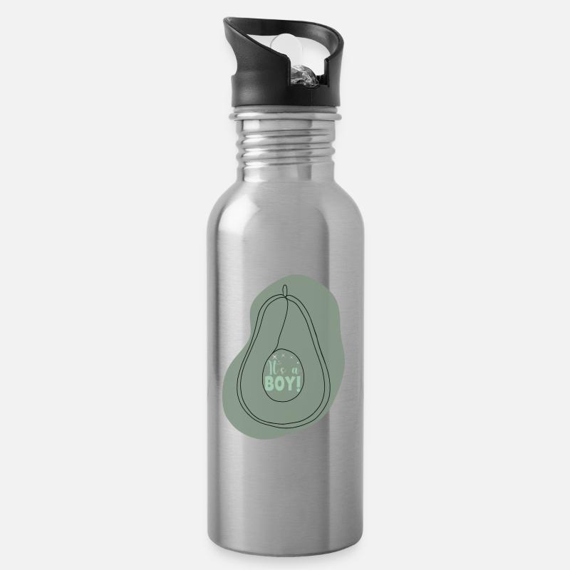 Avocado Boy - Trinkflasche mit integriertem Trinkhalm - Lightsilver