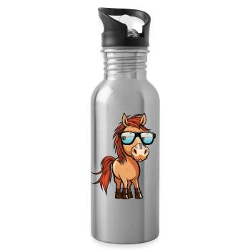 Horse II - Water bottle with straw - silver - Right