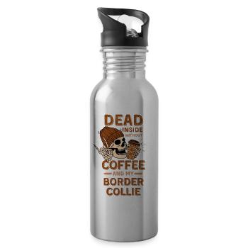 Coffee Border-collie lover - Water bottle with straw - silver - Right
