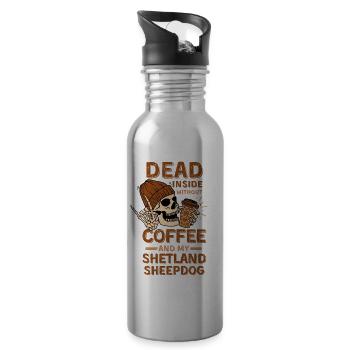 Café Shetland-chien de berger amoureux - Gourde avec paille intégrée - argent clair - Droite