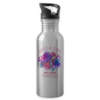 Just a girl who loves Turtles - Water bottle with straw - silver - Right