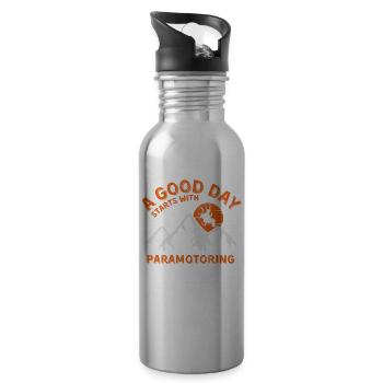 Motorschirmfliegen Paramotoring Motoschirm fliegen - Trinkflasche mit integriertem Trinkhalm - Lightsilver - Rechts