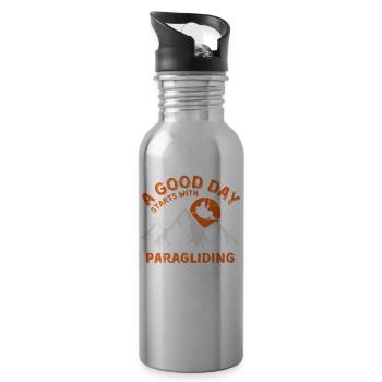 Paragliding - Water bottle with straw - silver - Right