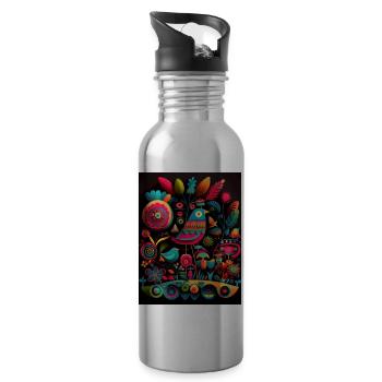 Bird Festival - Water bottle with straw - silver - Right