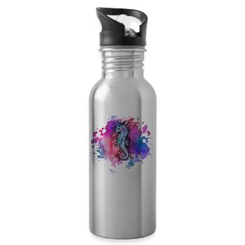 Seepferdchen-Tag des Ozeans - Trinkflasche mit integriertem Trinkhalm - Lightsilver - Rechts
