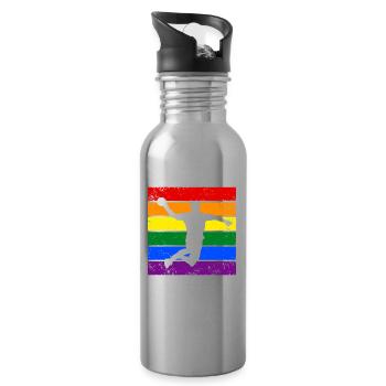 Handball LGBTQ - Trinkflasche mit integriertem Trinkhalm - Lightsilver - Rechts
