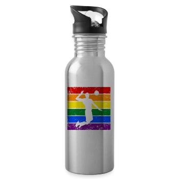 Volleyball LGBTQ - Gourde avec paille intégrée - argent clair - Droite