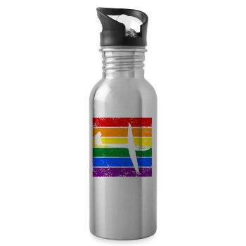 Gliding LGBTQ - Water bottle with straw - silver - Right