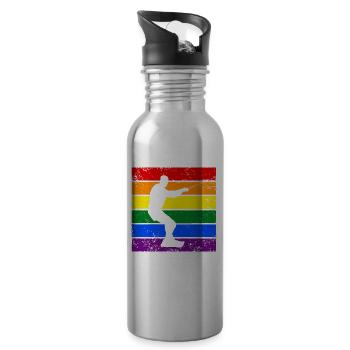Wakeboard LGBTQ - Water bottle with straw - silver - Right