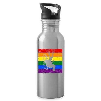 Motorschirmfliegen Motorschirm LGBTQ - Trinkflasche mit integriertem Trinkhalm - Lightsilver - Rechts