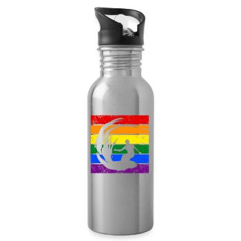 Surfen mit LGBTQ - Trinkflasche mit integriertem Trinkhalm - Lightsilver - Rechts