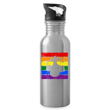 Tambour LGBTQ - Gourde avec paille intégrée - argent clair - Droite