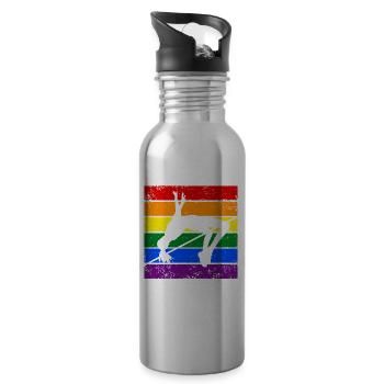 Hochsprung LGBTQ - Trinkflasche mit integriertem Trinkhalm - Lightsilver - Rechts