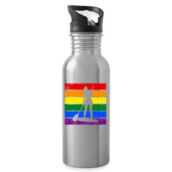 Paddleboard LGBTQ - Water bottle with straw - silver - Right