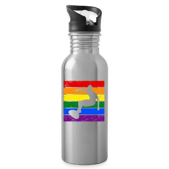 Surfen mit LGBTQ - Trinkflasche mit integriertem Trinkhalm - Lightsilver - Rechts