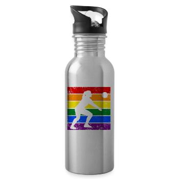 Volleyball LGBTQ - Gourde avec paille intégrée - argent clair - Droite