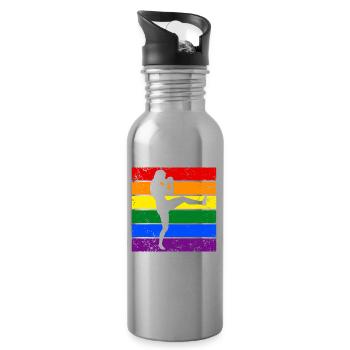 Frauen Kickboxen LGBTQ - Trinkflasche mit integriertem Trinkhalm - Lightsilver - Rechts