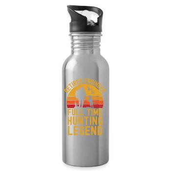 Retired engineer hunting legend - Water bottle with straw - silver - Right