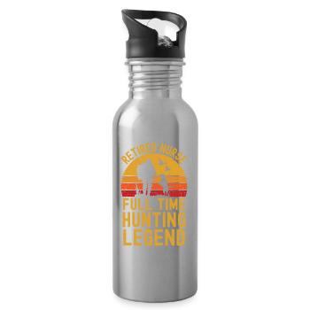 Retired nurse hunting legend - Water bottle with straw - silver - Right